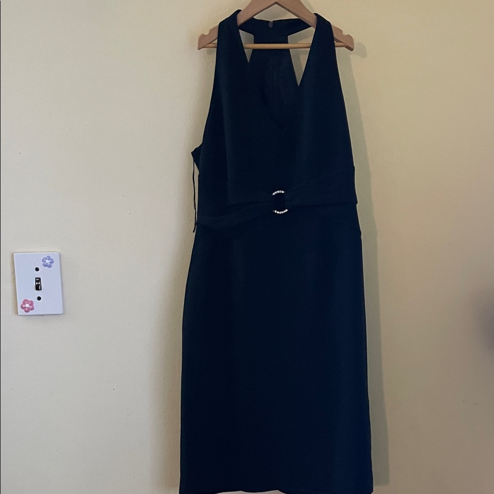 Donna Morgan Y2K Black Halter Racerback Lined Sheath Dress 10petite - Picture 4 of 10